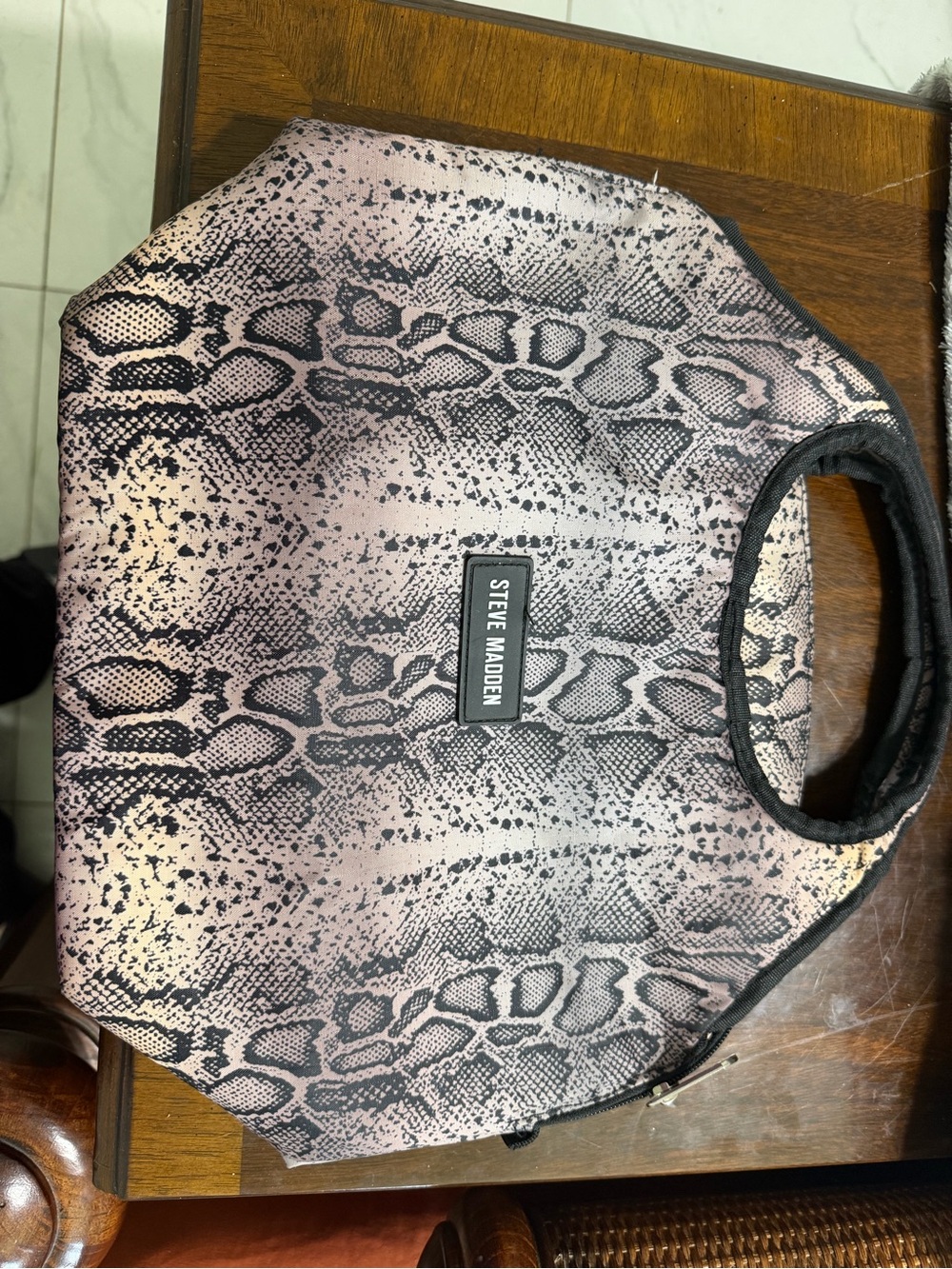 Steve Madden Pink Snake-Print lunch bag